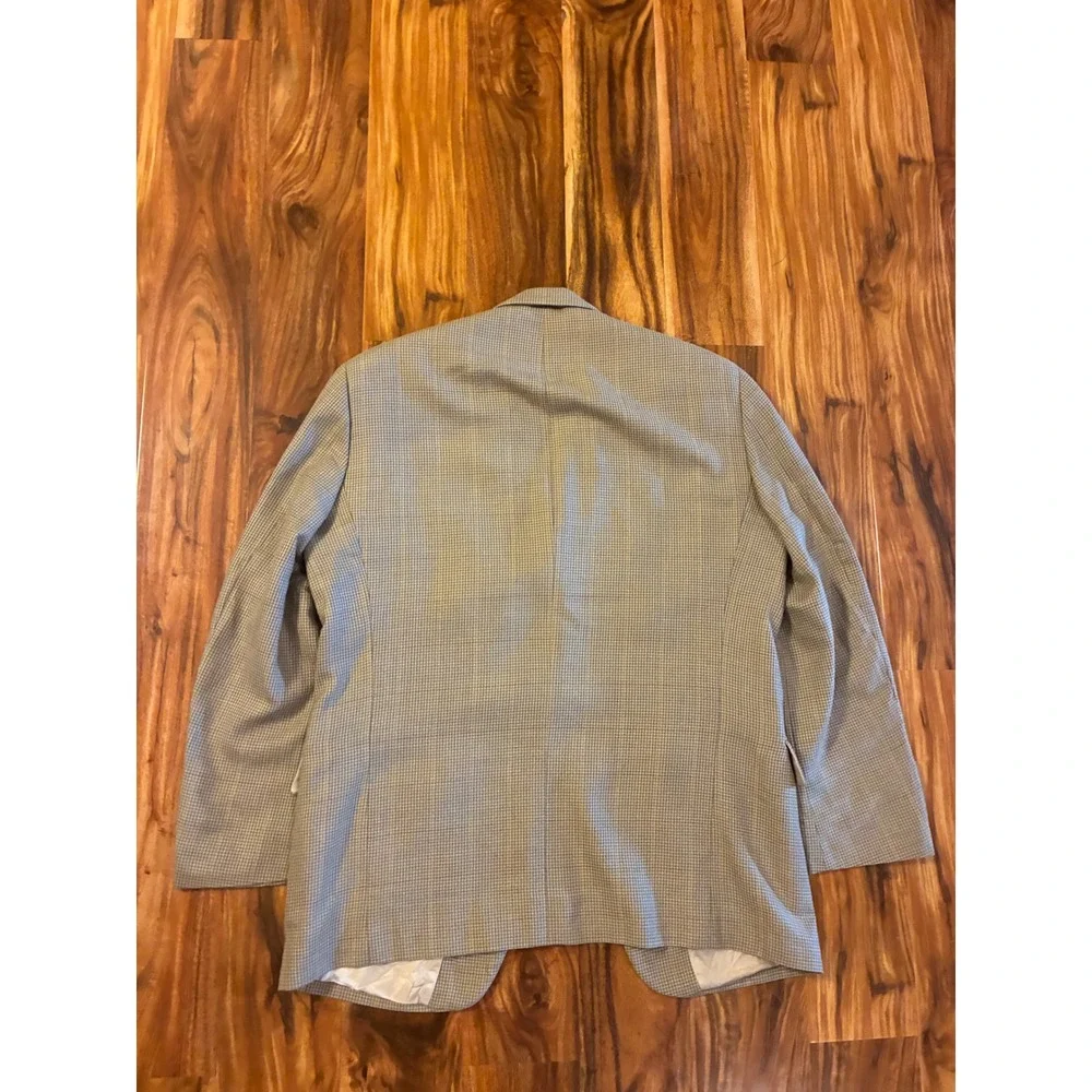 Gianfranco Ruffini Silk Worsted Wool Houndstooth Blazer Tan Brown Mens 38 S